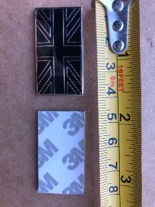 Union Jack Black & Chrome Enamel Badge Self Adhesive