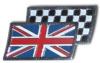 Chequered Flag & Union Jack Enamel Badge Self Adhesive