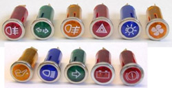 Dashboard Warning Lights With Chrome Bezel & Symbol